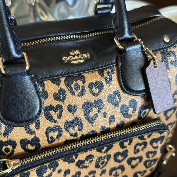 Coach Mini Bennet Satchel With Heart Leopard Print and Matching Wristlet - Picture 2 of 10